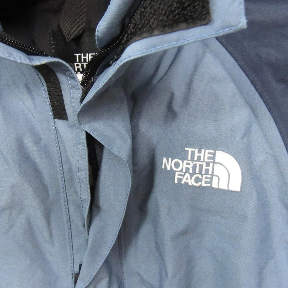North Face Boys‎ Jacket L Blue Full Zip Hood Water Resistant Nylon Color Block